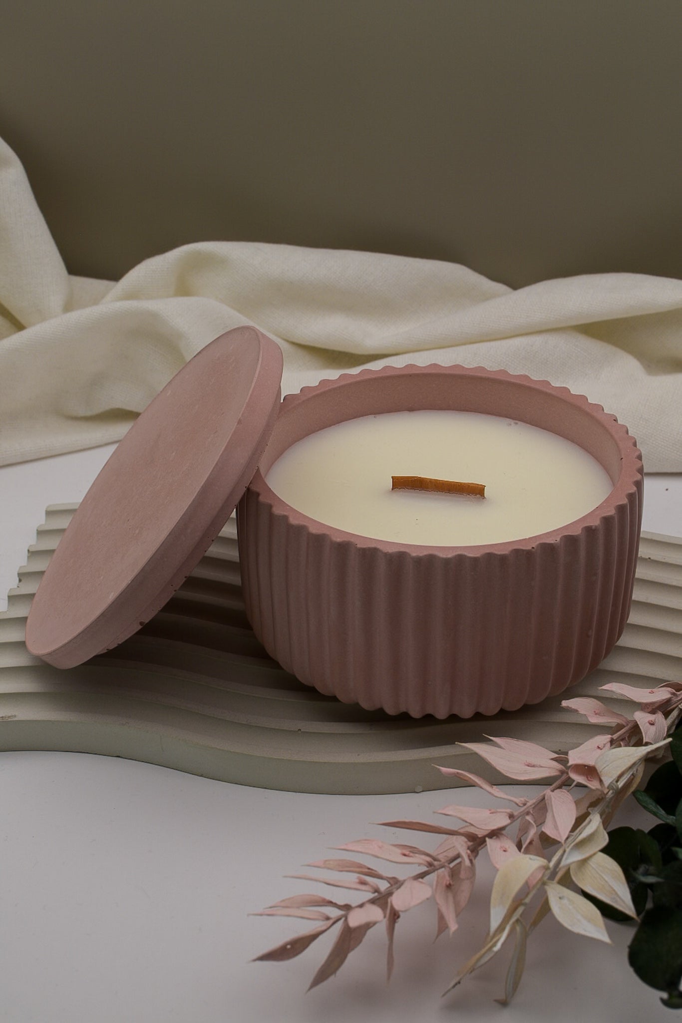 Betondeko als Kerze, Betonkerze mit Deckel, vegan, nachhaltig