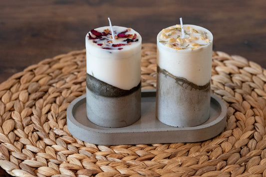 Sojakerze mit Betonsockel, Betonkerze