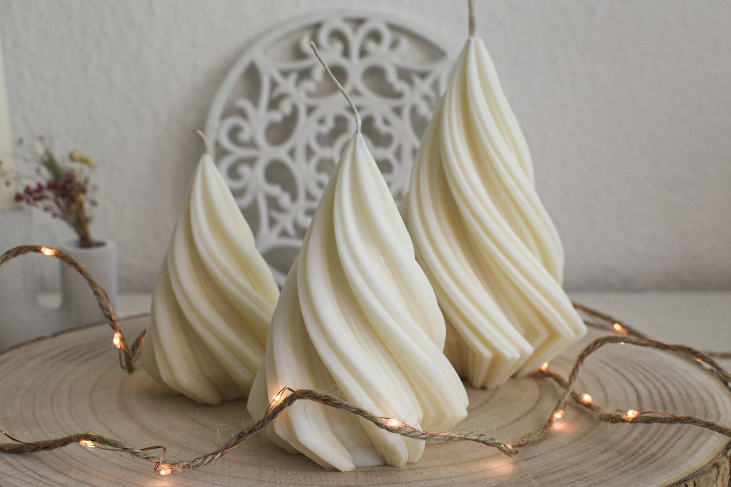 vegane Kerze aus Olivenwachs für die Weihnachtsdeko in 3 Größen