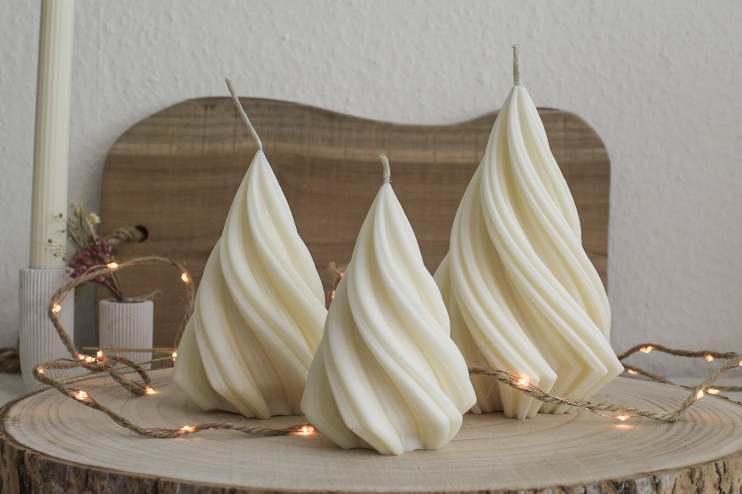 Kerzen aus veganem Olivenwachs für den Adventskranz in unterschiedlichen Größen, handgefertigt