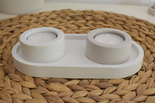 Deko aus Beton, hochwertig, stilvoll, minimalistischer Teelichthalter