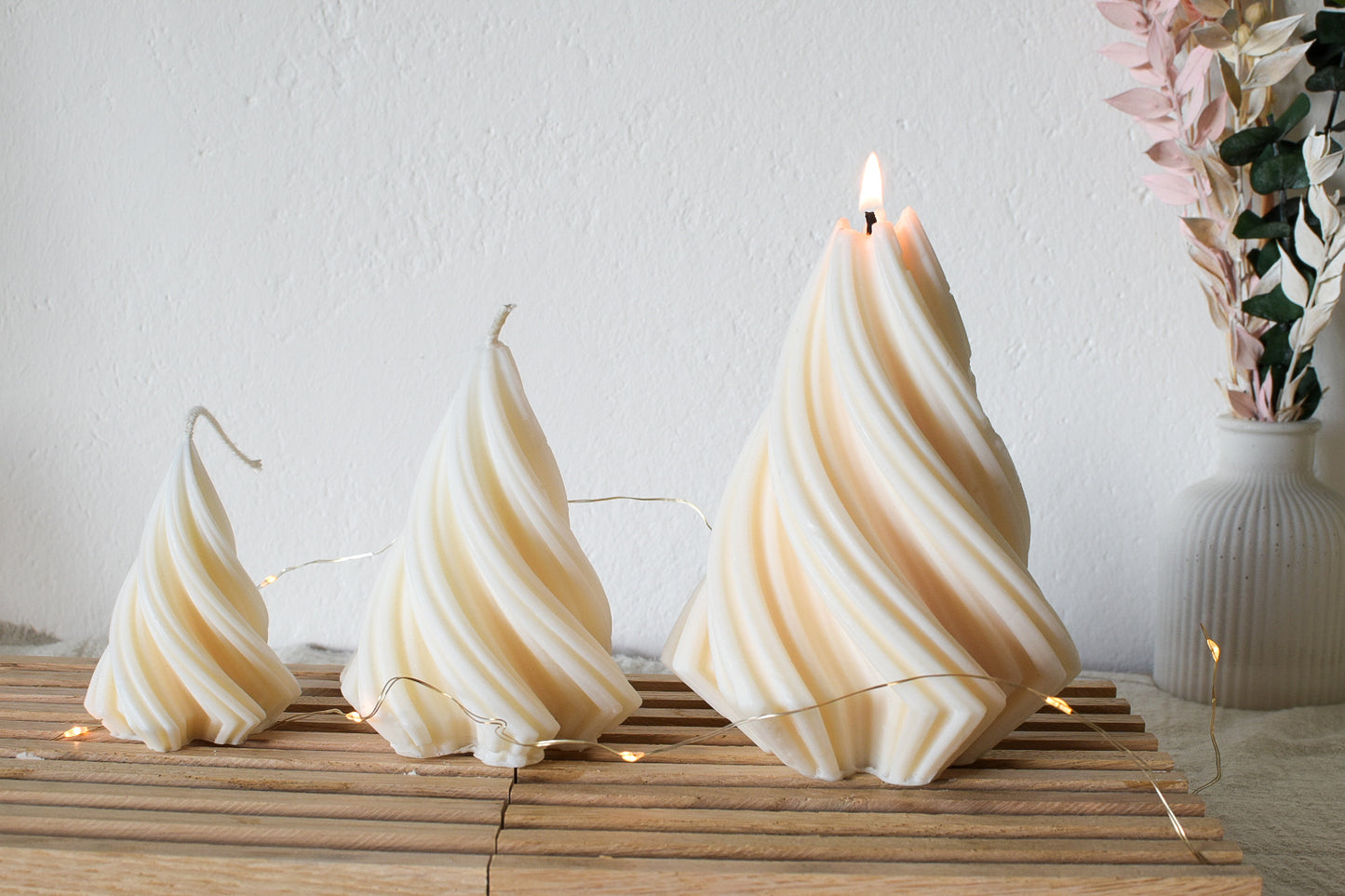 Gedrehte Kerze, Swirlkerze, 3 Gößen