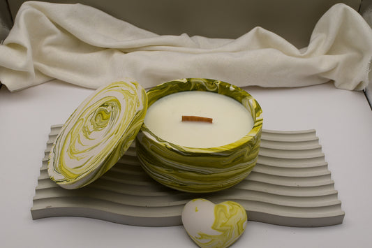 Kerzeschale aus Jesin mit Sojawachs & Holzdocht