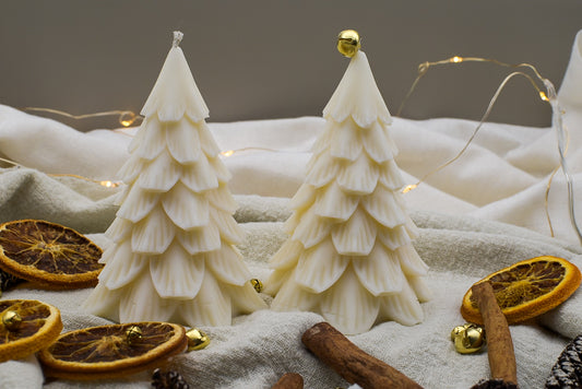 nachhaltige Kerze Weihnachtsbaum aus Olivenwachs, echtes Upcycling