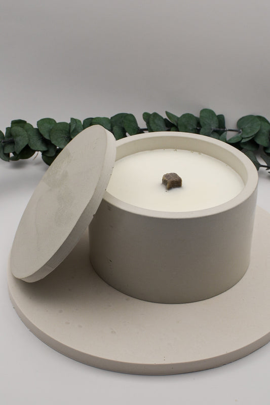 Tischfeuer – Betonkerze für draußen mit Deckel