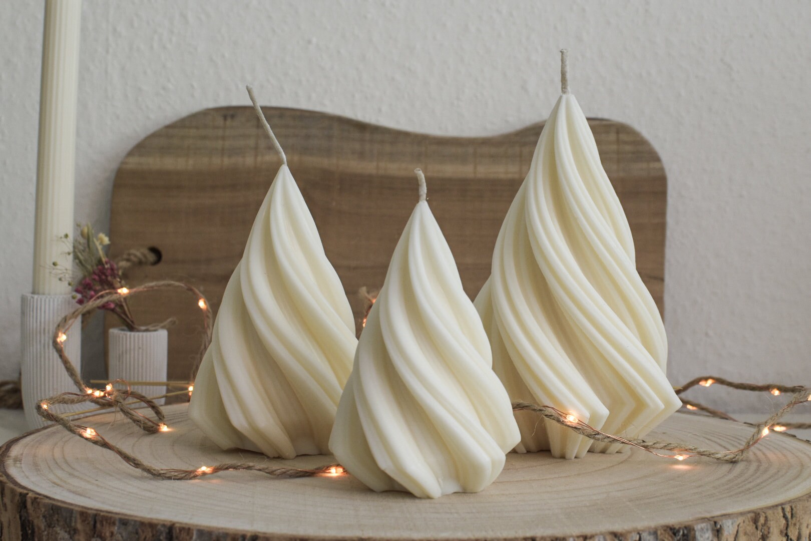 Kerzen aus veganem Olivenwachs für den Adventskranz in unterschiedlichen Größen, handgefertigt